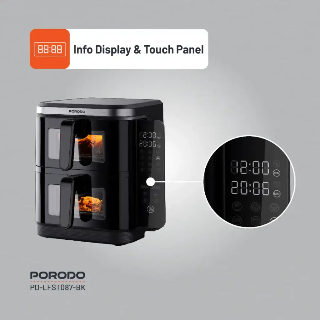 Porodo Lifestyle Double Stack Air Fryer with 12 Presets - Black (3).webp