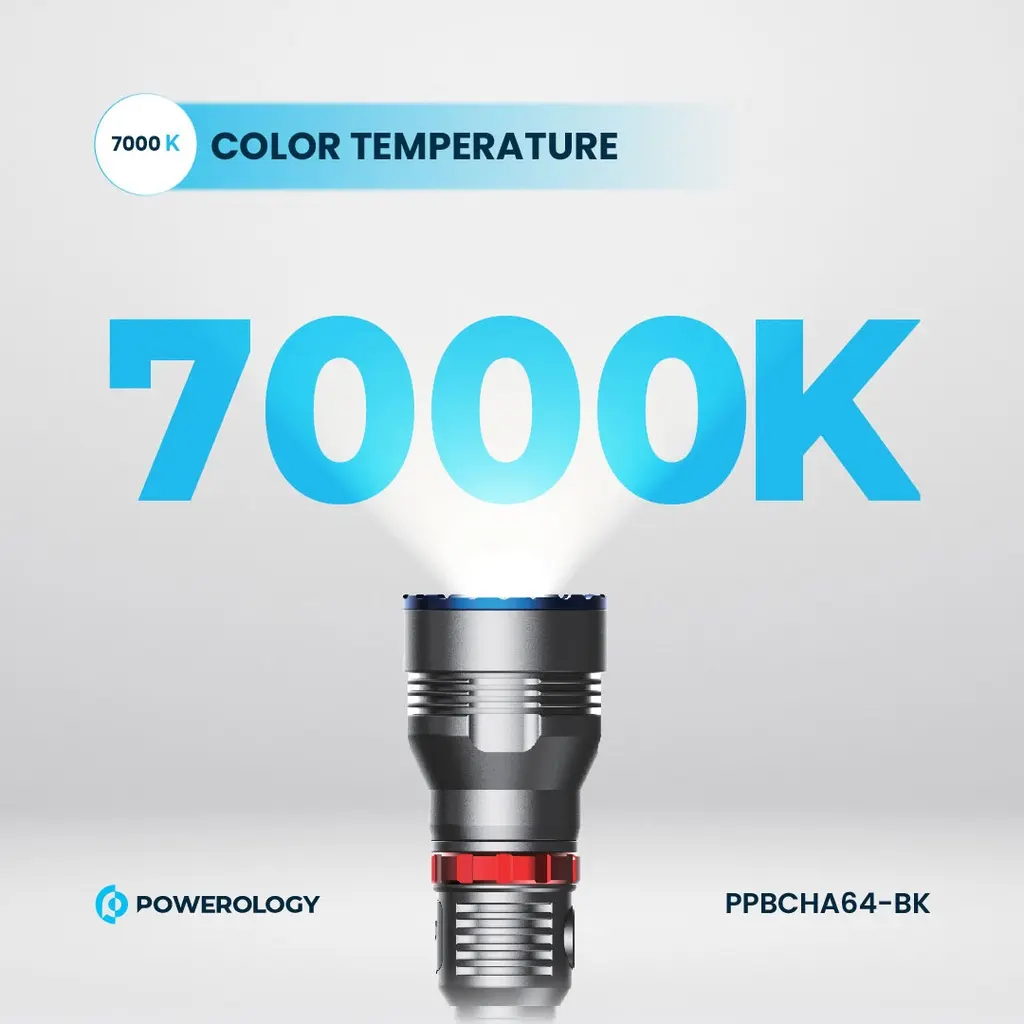 Powerology 4000mAh Waterproof LED Flashlight - Black (4).webp