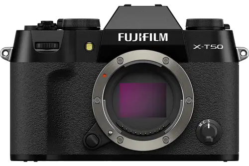 Fujifilm X-T50 APS-C mirrorless camera body — official product photo