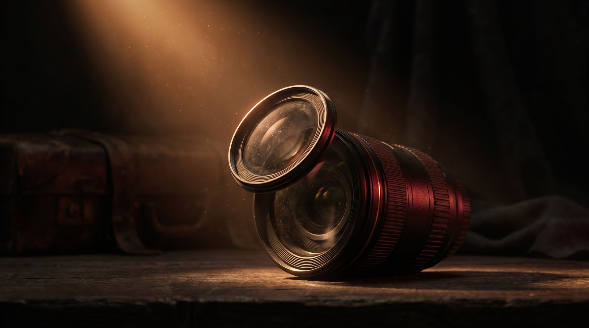 A professional zoom lens in dramatic cinematic studio light — Canon RF 24-105mm buyer's guide at Skyorbits Oman