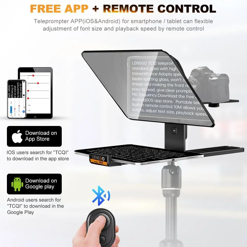 Lensgo TC12 12.9-Inch Teleprompter with Remote Control APP Compatible — photo 4