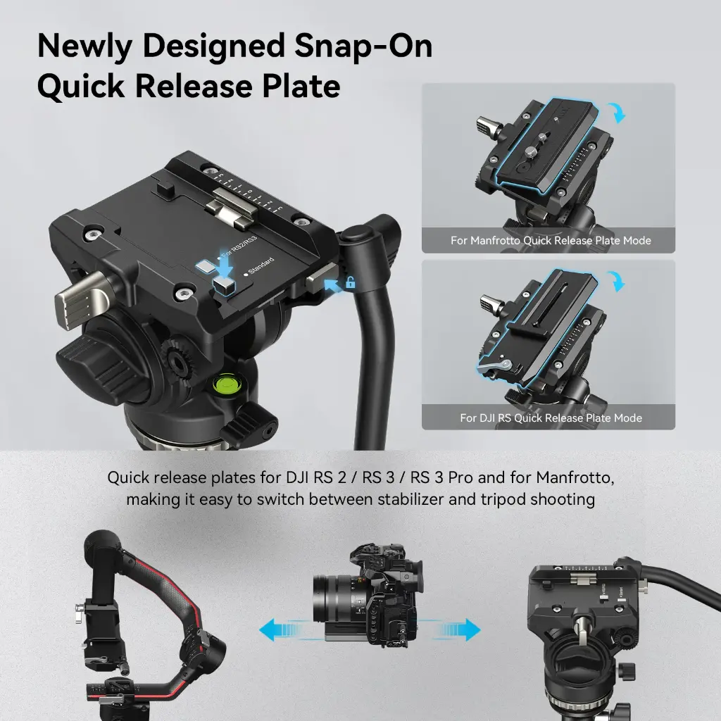 SmallRig CT210 Aluminum Alloy Video Tripod with Fluid Head Kit 4475 — photo 3