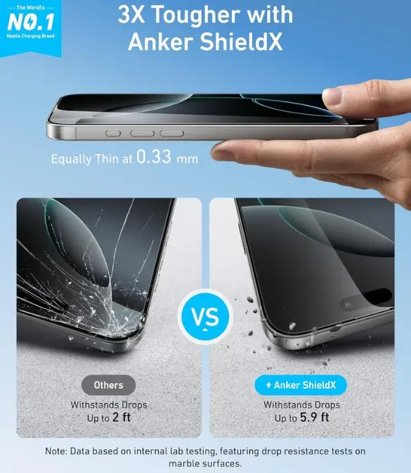 Anker Easy Fit iPhone 16 Pro Screen Protector Kit Clear ShieldX Glass HD 2-Pack A720C00A — photo 2