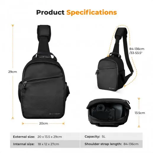 K&F Concept 5L Camera Sling Bag Urban Wander 08 Black KF13.171 — photo 4
