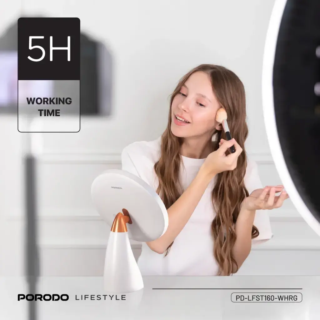 Porodo Lifestyle Vanity Makeup Led Illuminated Mirror White/Rose Gold PD-LFST160-WHRG — photo 5