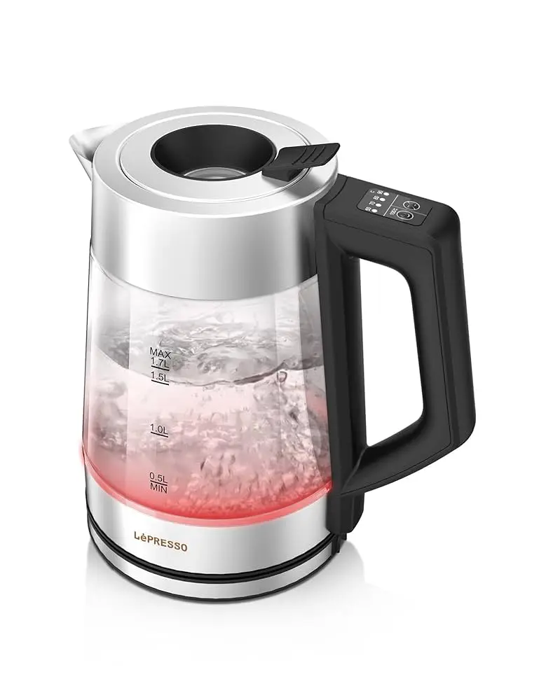 LePresso Multi Temperature Illuminated Glass Kettle Black LPCFFM0008-BK — photo 1