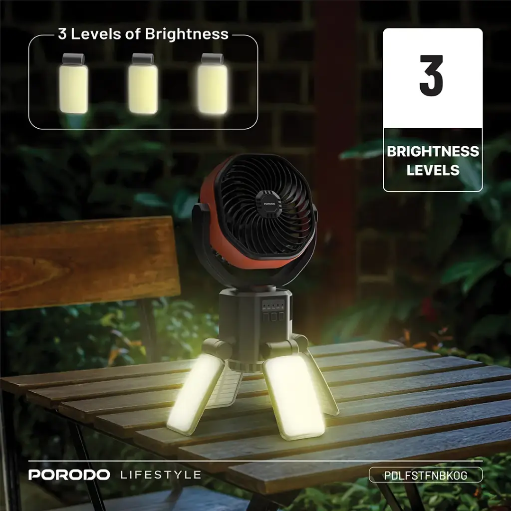 Porodo Lifestyle Suncharge Outdoor Solar Fan Black & Orange PDLFSTFNBKOG — photo 3