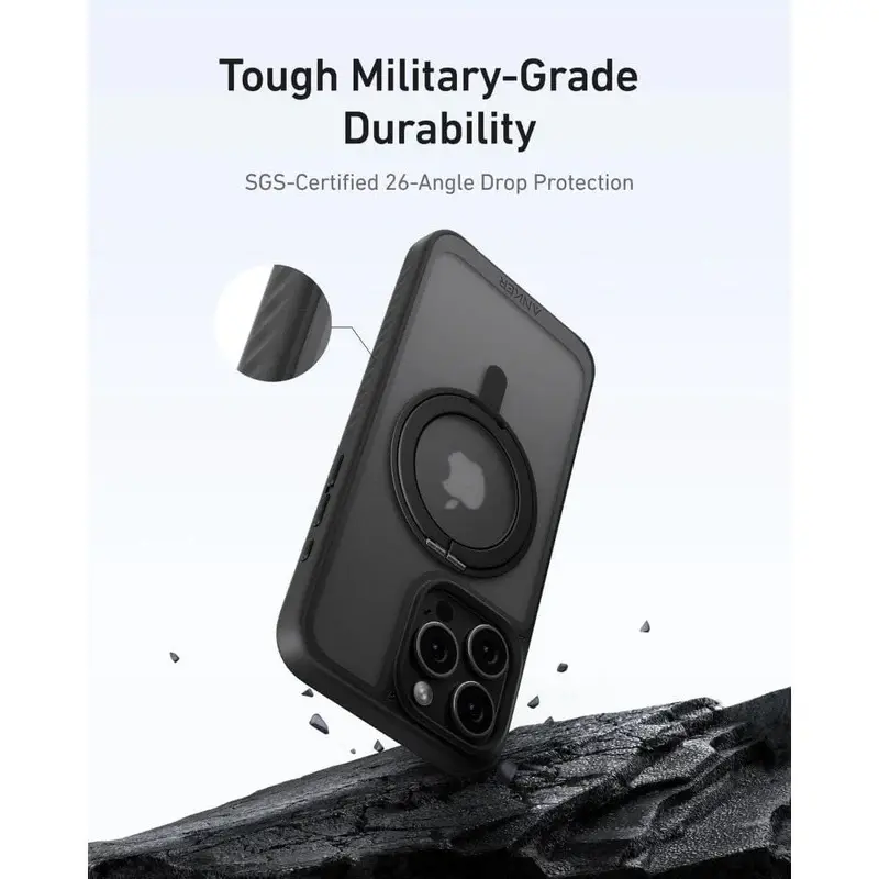 Anker MagGo iPhone 16 Pro Magnetic Case Black with 360° Ring Stand A90H1H1A — photo 2