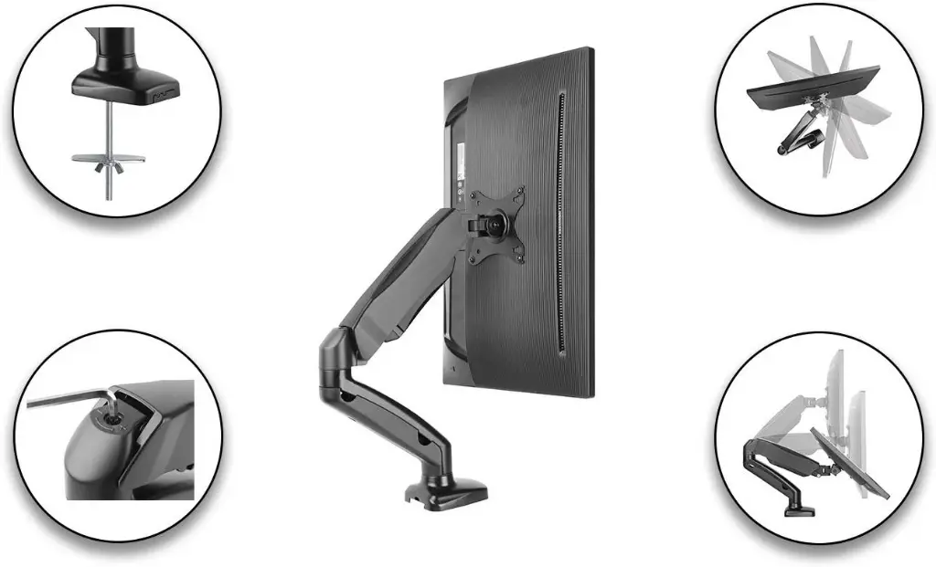 Skill Tech Single Monitor Pole-Mounted Gas Spring Monitor Arm Fits Most 17"-32" Monitor — photo 3