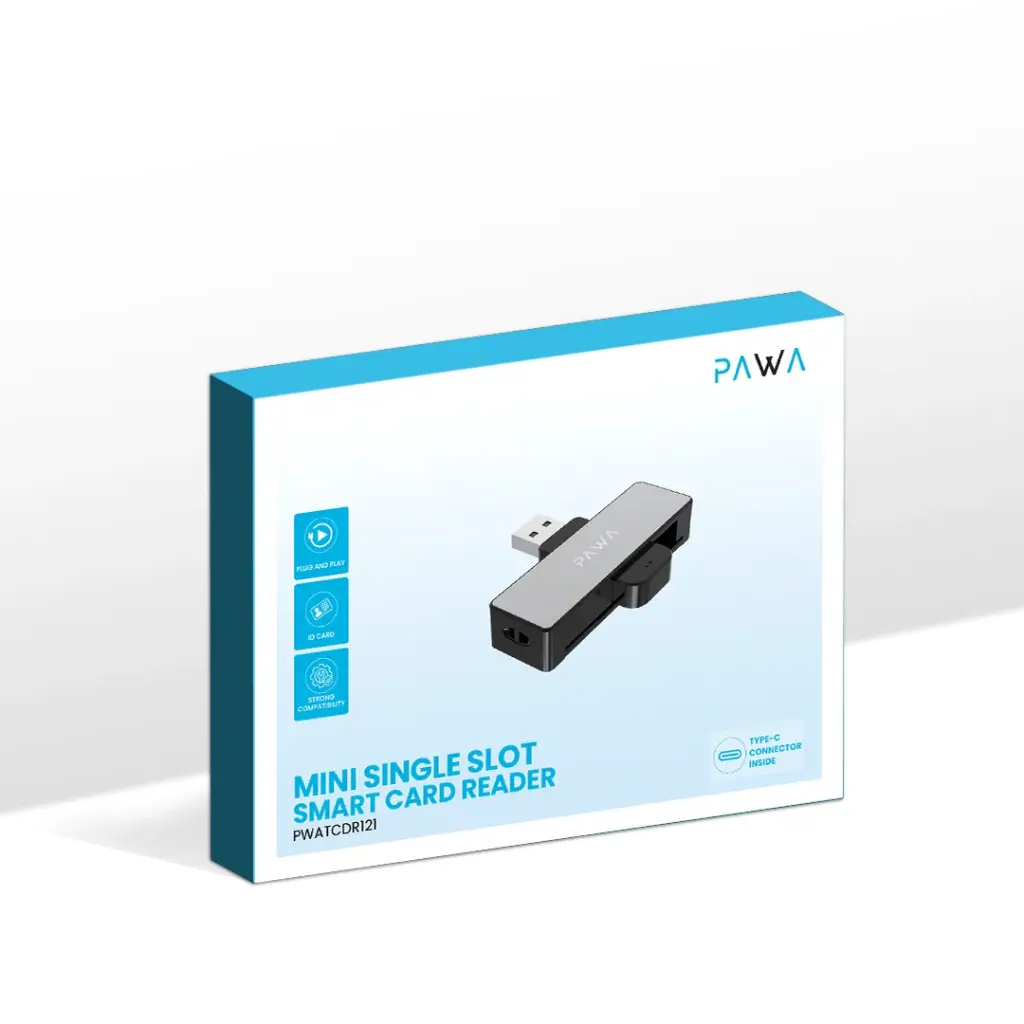 Pawa Mini Single Slot Smart Card Reader Dual Type USB-A & USB-C PW-ATCDR121-BK — photo 5
