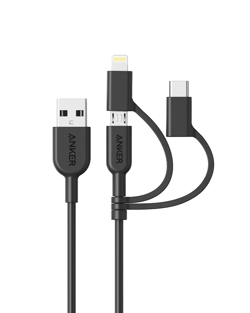 Anker Powerline II 3-in-1 Cable with Micro USB, USB-C, and Lightning Connector (Black, — photo 1
