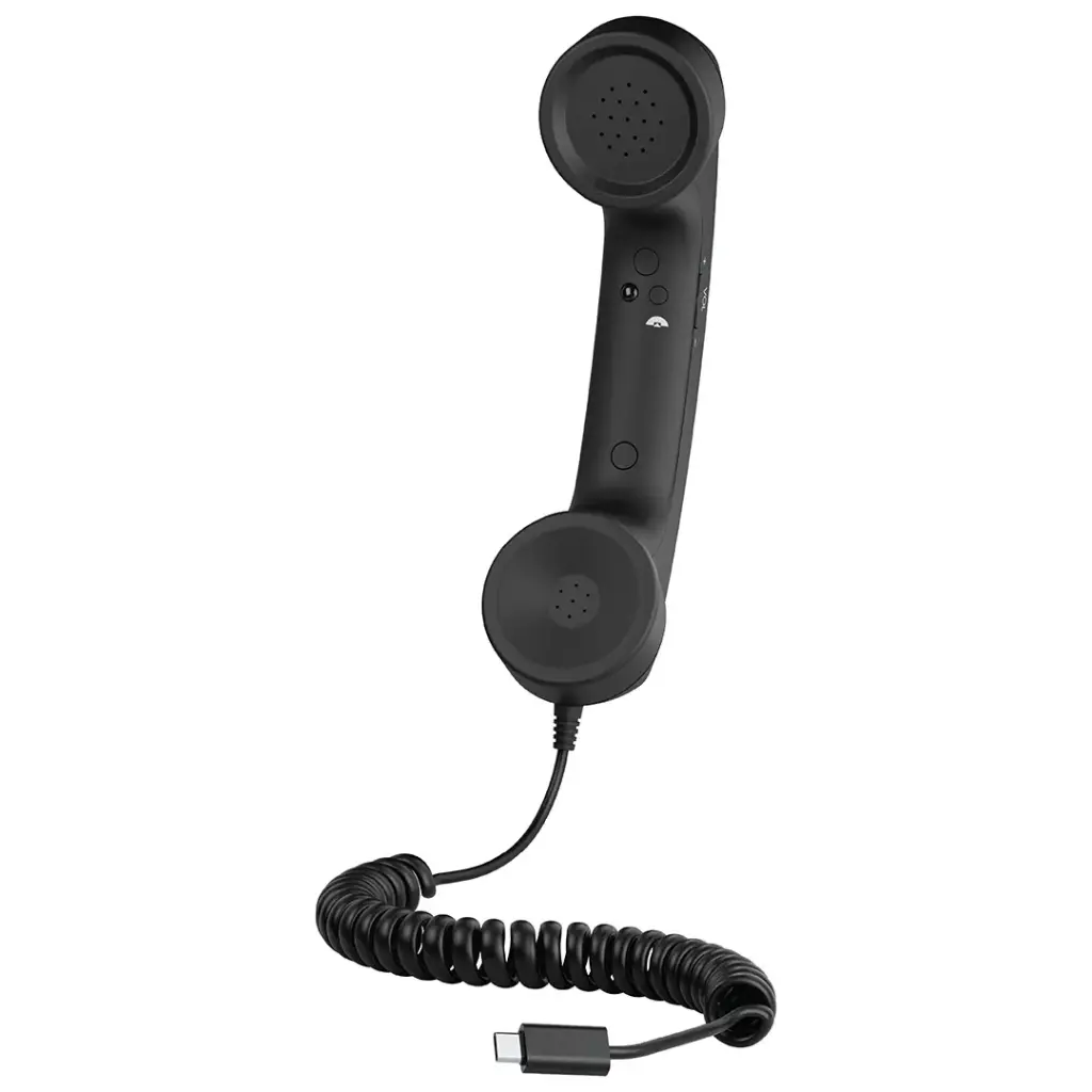 [PD569BK] Porodo Classic Retro Phone Handset with Type-C Connector - Black.webp