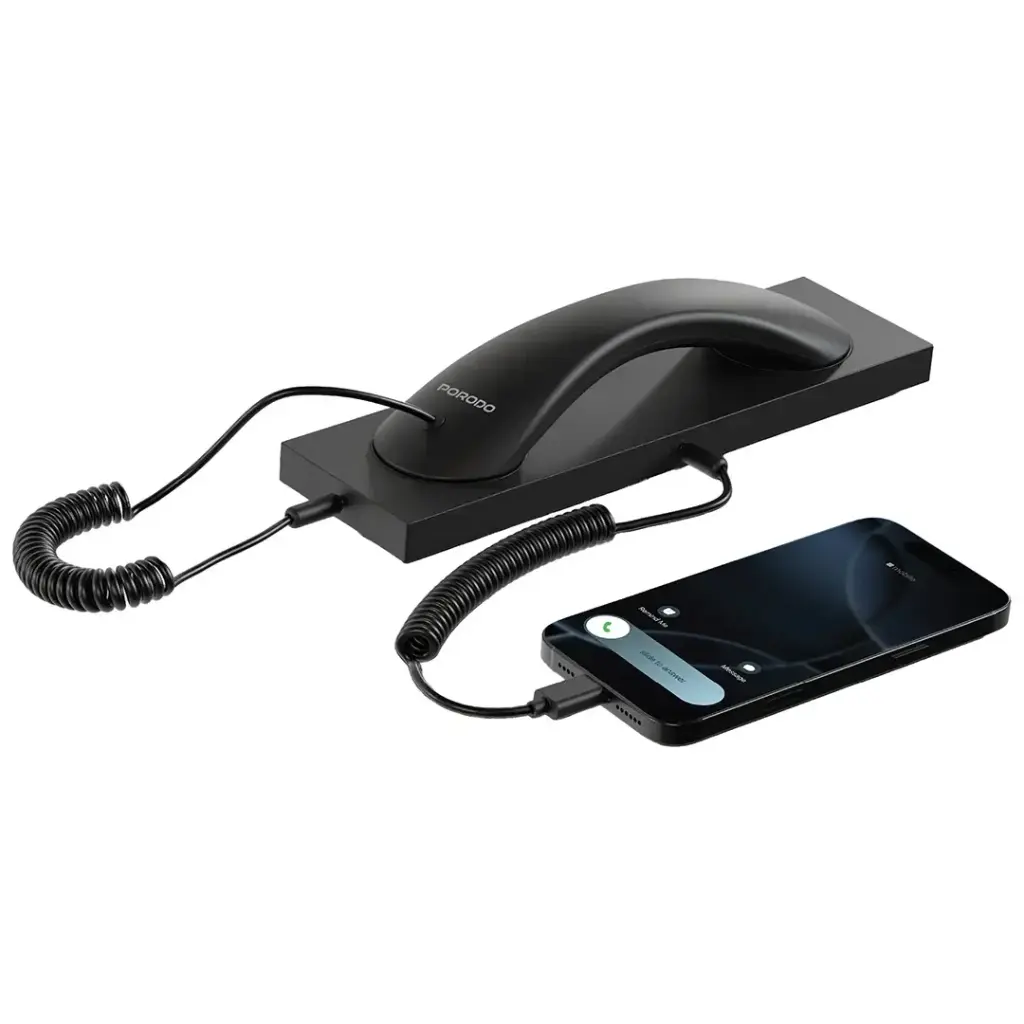 Porodo Classic Retro Phone Handset With Type-C Connector - Black4.webp
