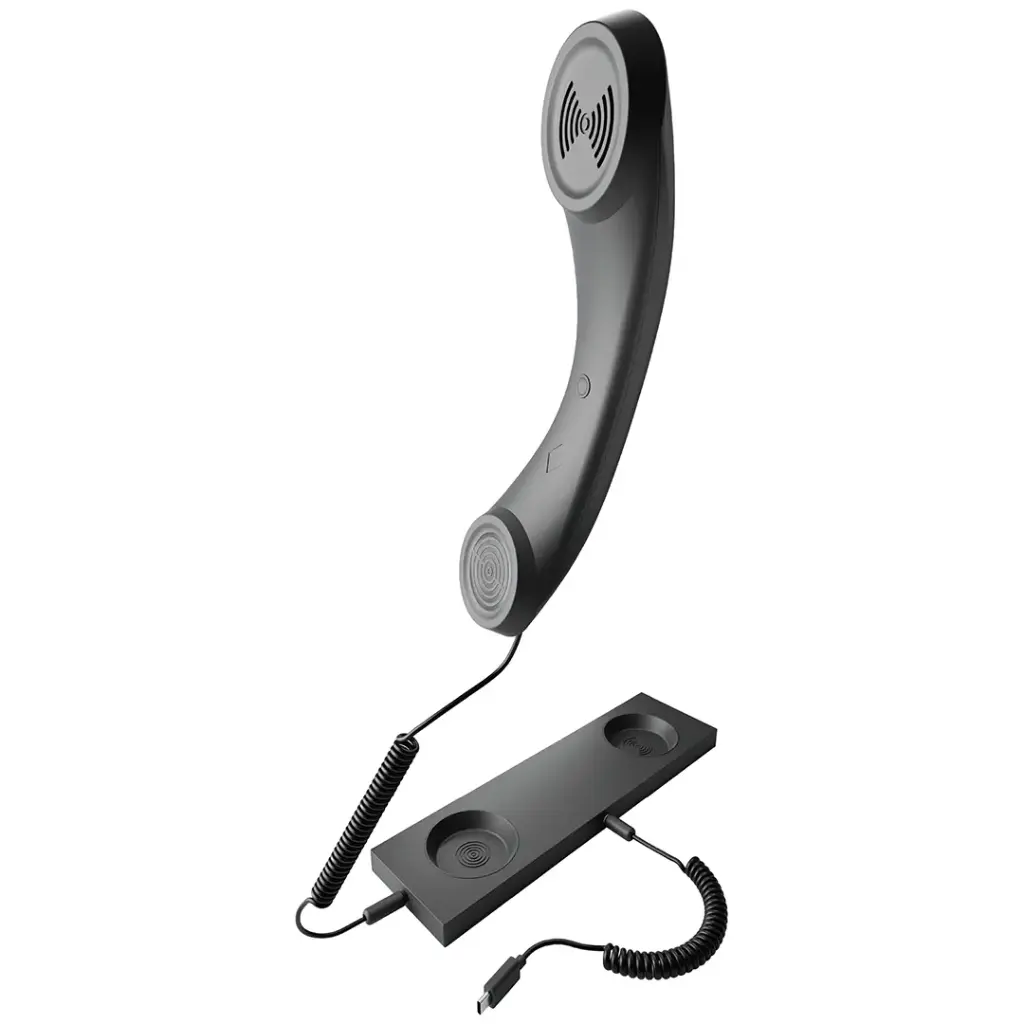 [PD3286BK] Porodo Classic Retro Phone Handset with Type-C Connector - Black.webp
