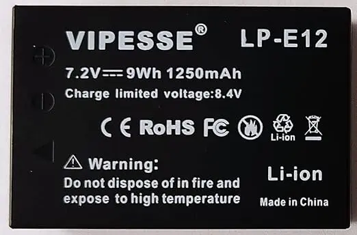 Vipesse LP-E12 7.2v 9Wh 1250mAh Rechargeable Li-ion Camera Battery Pack for Canon — photo 1