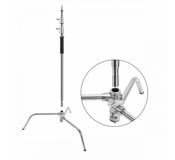 PhotoTech PTC-40KIT 40" C-Stand Silver Stanless Steel With Boom Arm — photo 1