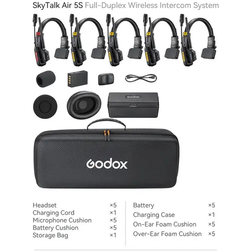 Godox SkyTalk Air 5S 5-Person Full-Duplex Wireless Intercom Headset System (2.4 GHz) — photo 2