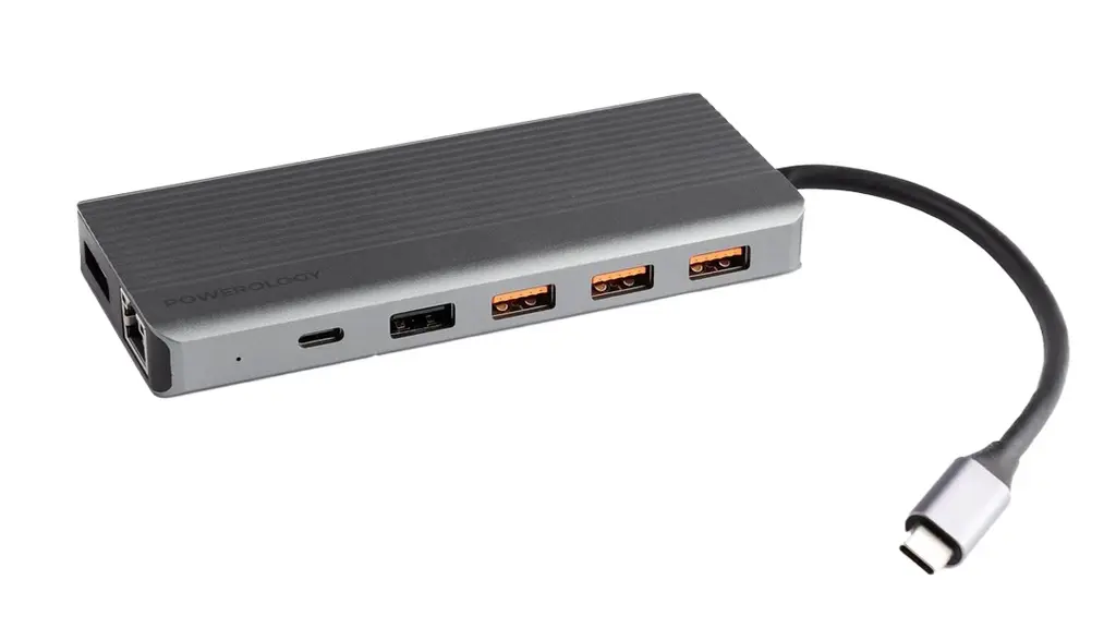 Powerology 13in1 USB-C Hub 4K HDMI Type-C 100W PD Ethernet USB SD MicroSD 3 ..webp