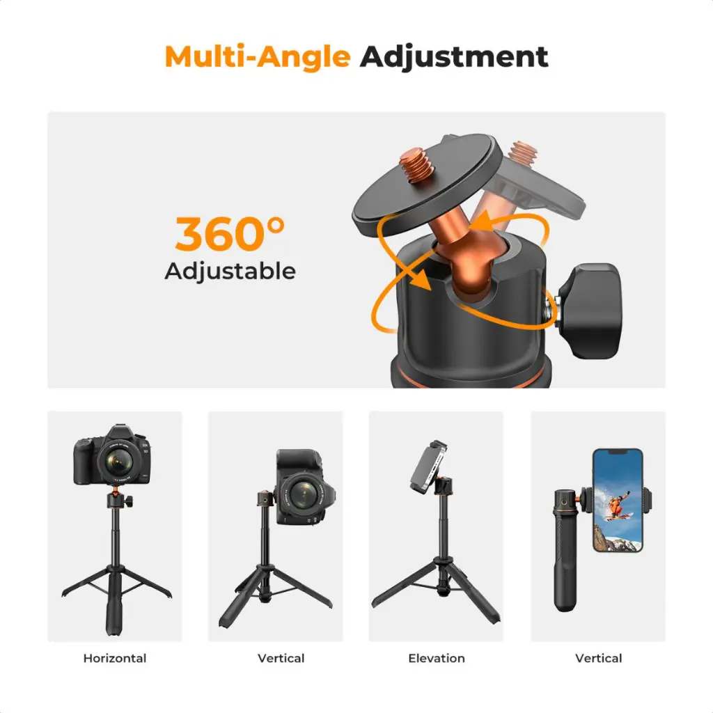 K&F Concept MS-11 3in1 Mini Tripod With Phone Holder, GoPro Adapter & Bluetooth Remote — photo 3