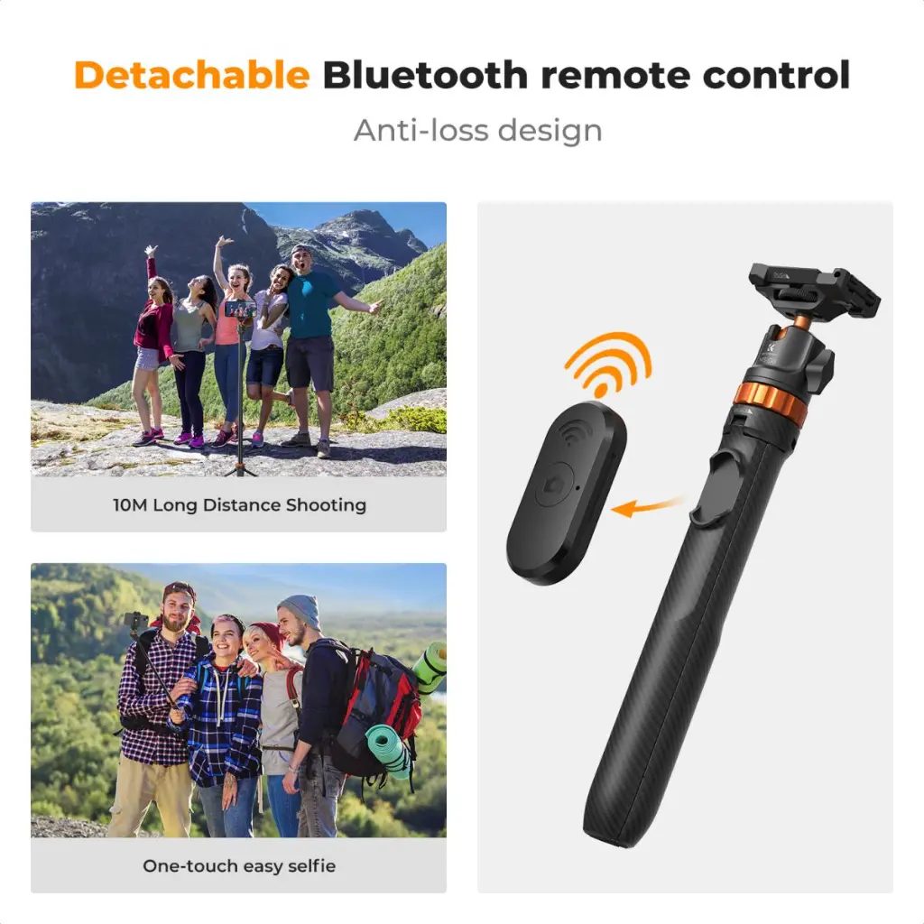 K&F Concept 2in1 Selfie Stick Tripod With GoPro Adapter & Bluetooth Remote Controller — photo 2