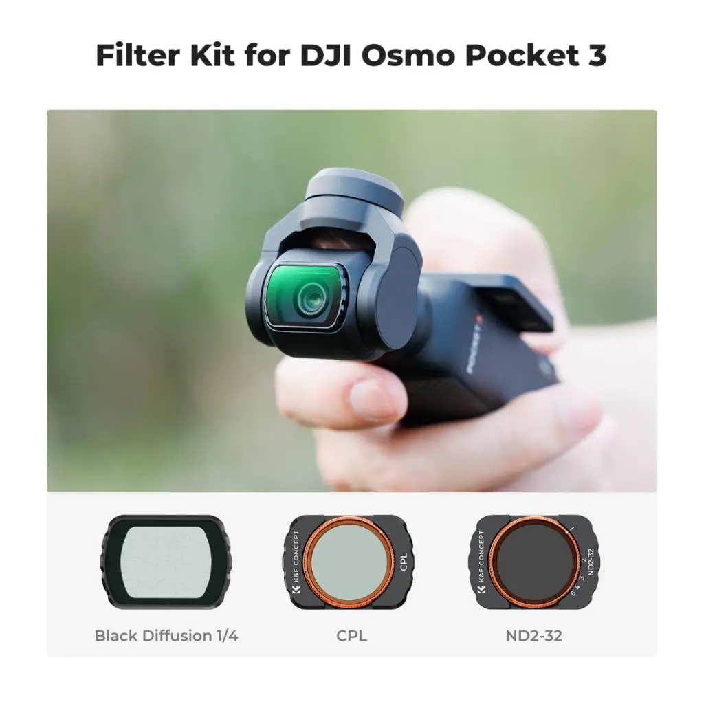 K&F Concept Nano-X Series CPL+Black Diffusion 1/4+ND2-32 Filter for Osmo Pocket 3 & 4 — photo 1