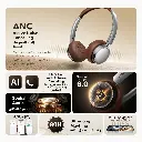 Ugreen Studio Plus Active Noise-Cancelling Retro Limited Edition Headphones Silver/Brown — photo 2