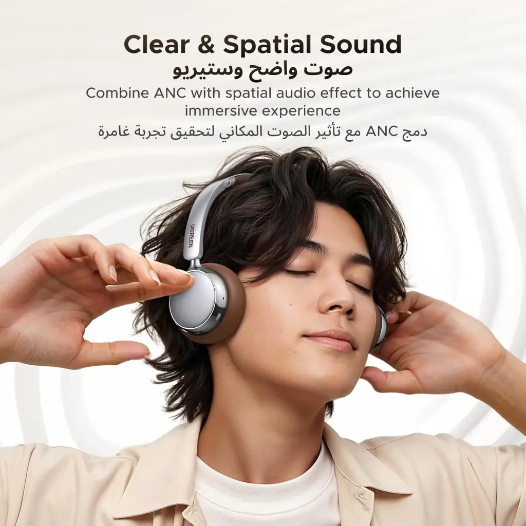 Ugreen Studio Plus Active Noise-Cancelling Retro Limited Edition Headphones Silver/Brown — photo 3