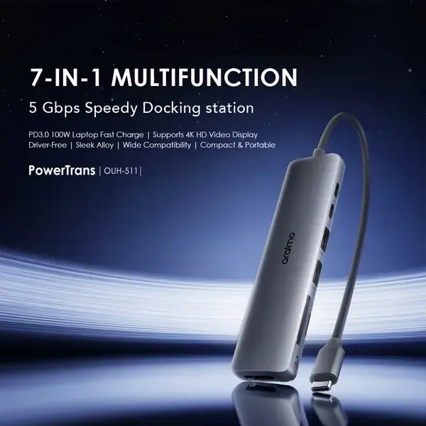 Oraimo PowerTrans USB-C Hub 7-in-1 Multi-Functional Adapter Docking Station OUH-511 — photo 3