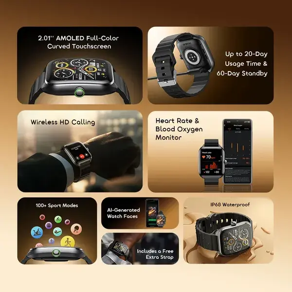 Oraimo Watch Nova 2 2.01" AMOLED IP68 Curved Touchscreen Smart Watch OSW-814 — photo 2
