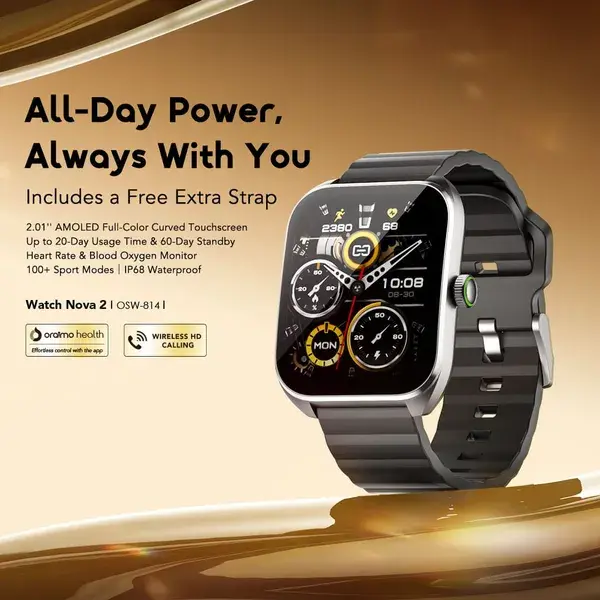 Oraimo Watch Nova 2 2.01" AMOLED IP68 Curved Touchscreen Smart Watch OSW-814 — photo 3