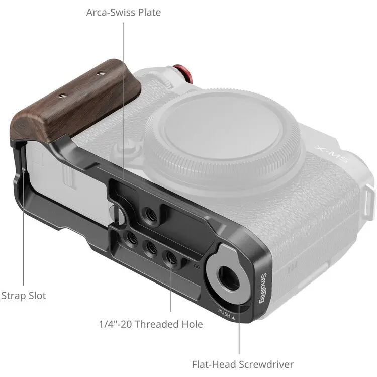 SmallRig L-Shape Mount Plate with Wooden Handle for FUJIFILM X-M5 (Black) 5260 — photo 2