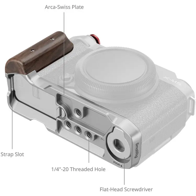 SmallRig L-Shape Mount Plate with Wooden Handle for FUJIFILM X-M5 (Silver) 5261 — photo 2