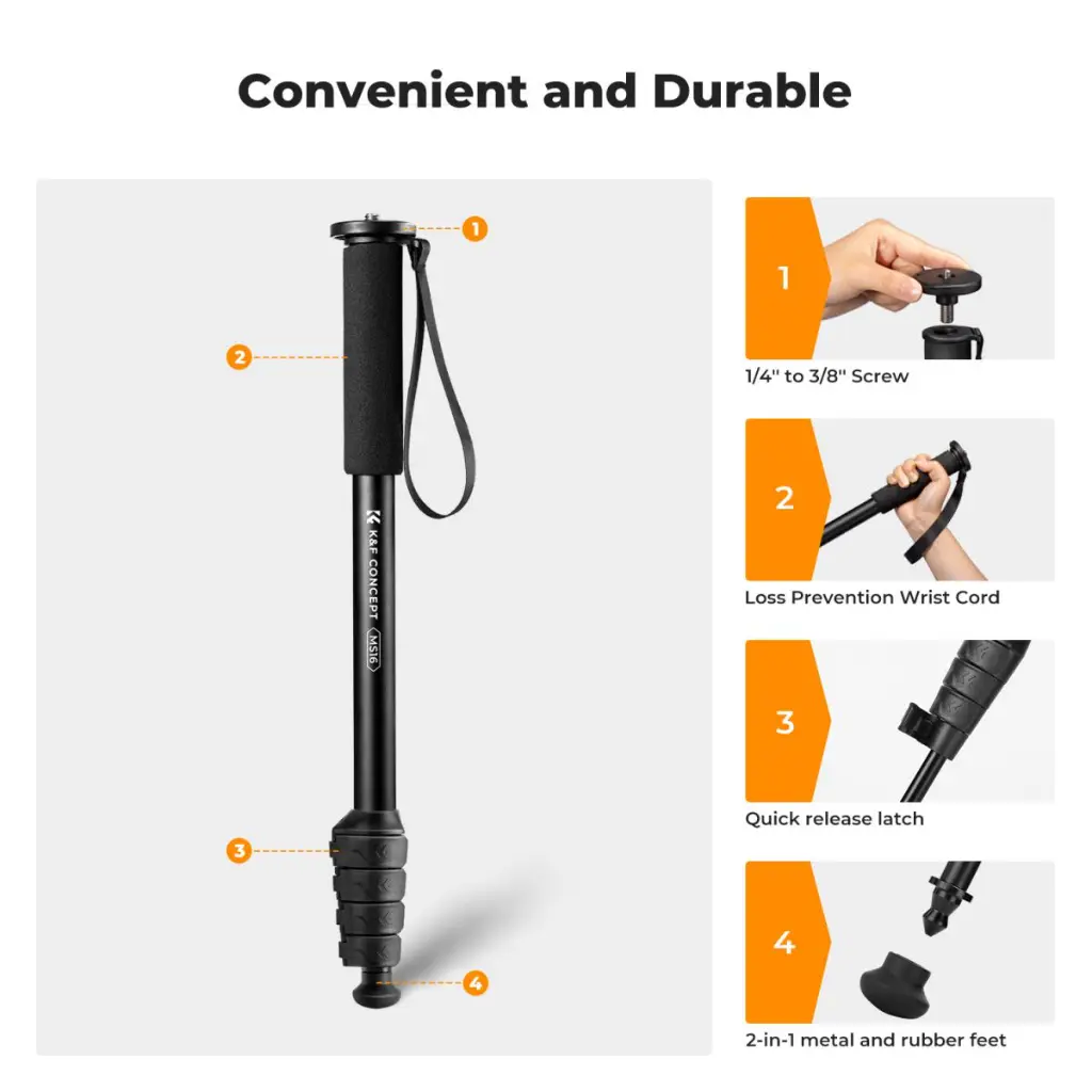 K&F Concept MS16 63in 5-Section Aluminium Monopod — photo 4