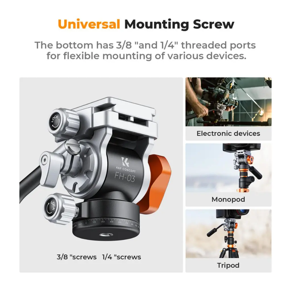 K&F Concept FH-03 Video Fluid Head, Arca-Swiss Compatible (5kg) — photo 3