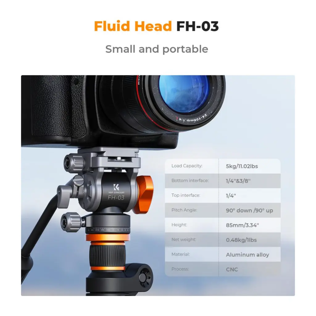 K&F Concept FH-03 Video Fluid Head, Arca-Swiss Compatible (5kg) — photo 4