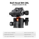 K&F Concept BH-28L ball head — 28mm ball, Arca-type quick-release plate