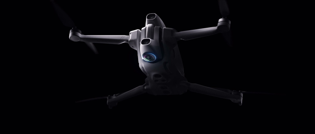 ANTIGRAVITY A1 8K 360 drone, three-quarter view on black background