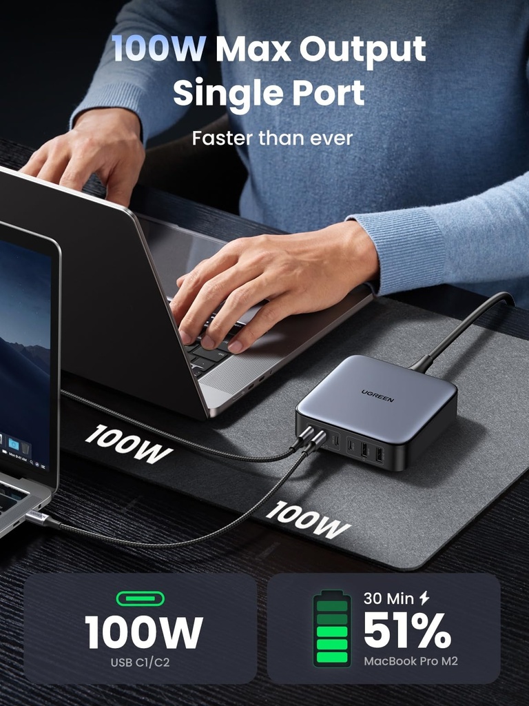 Ugreen Nexode 200w 6-Ports GaN Desktop Fast Charger CD271 — 2