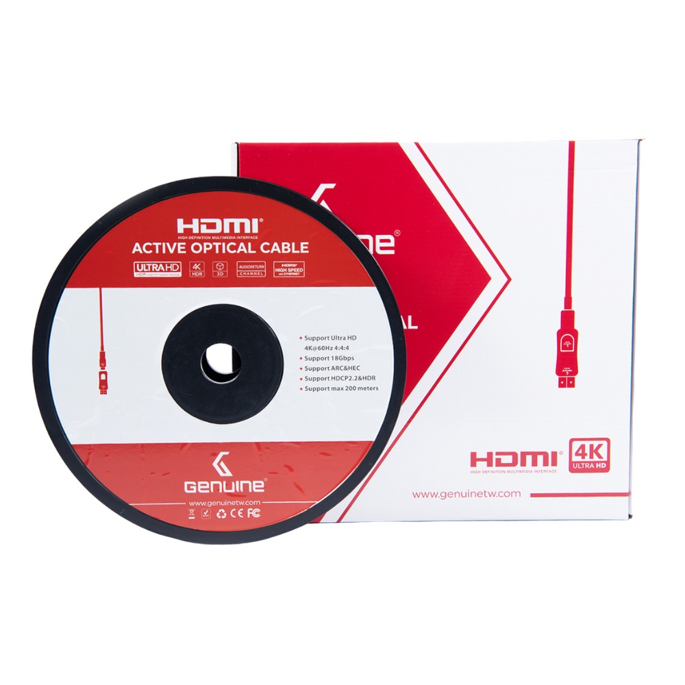 Genuine 25m 4K Fiber Optic HDMI Cable (GNHDFO25M2.0V) — 2