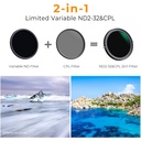 K&F Concept 77mm Nano-X CPL+ND2-32 Filter, Waterproof, W/O B — 1