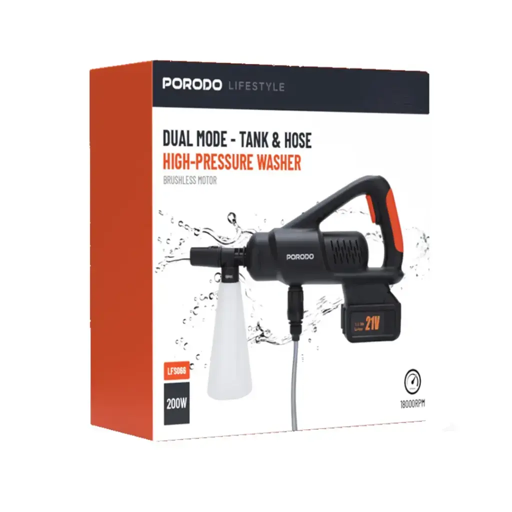 Porodo Lifestyle Dual Mode - Tank & Hose High-Pressure Washer - Black (2).webp