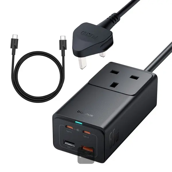 Baseus 65w GaN5 Pro PowerCombo PowerStrip with AC+2USB+2USB-C Black CCGAN65-1ACU — photo 1