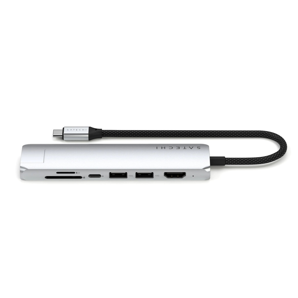 Satechi 7-in-1 USB-C Multiport Slim Adapter with Ethernet (Silver) ST-P7SS