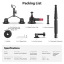 Neewer 3-in-1 Suction Cup Car Mount Kit with Extension CA065