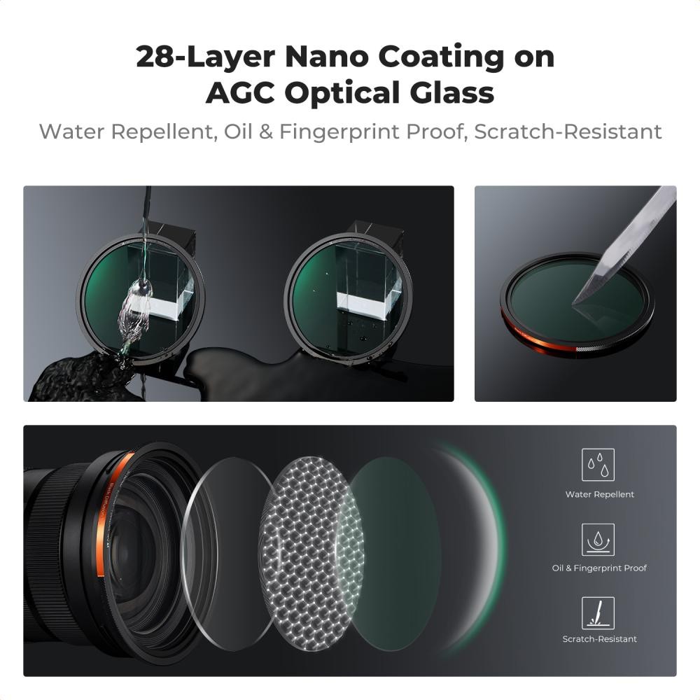 K&F Concept 82mm Nano-X Magnetic Filter Kit (CPL + ND2-32 + Black Mist 1/4) SKU2500