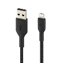 Belkin Boost Charge 6.6Ft 2Mtr Lightning to USB-A Nylon Braided Cable Black CAA002bt2MBK — photo 3