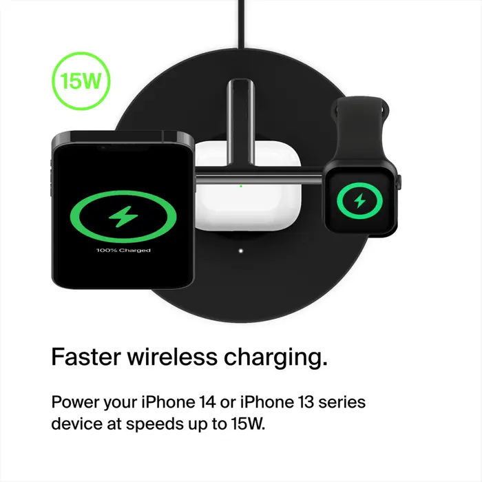 Belkin Boost Charge Pro 15w 3-in-1 Wireless Charger With MagSafe (BLACK) — photo 3