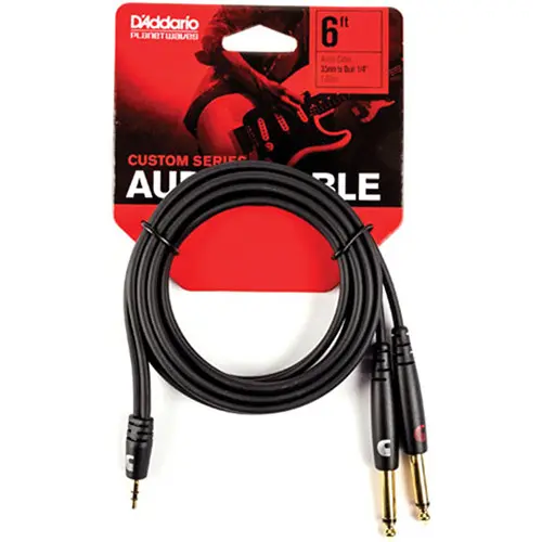 Daddario 6Ft 1.8Mtr 3.5mm to Dual 6.5mm Audio Cable PW-MPTS-06 — photo 1