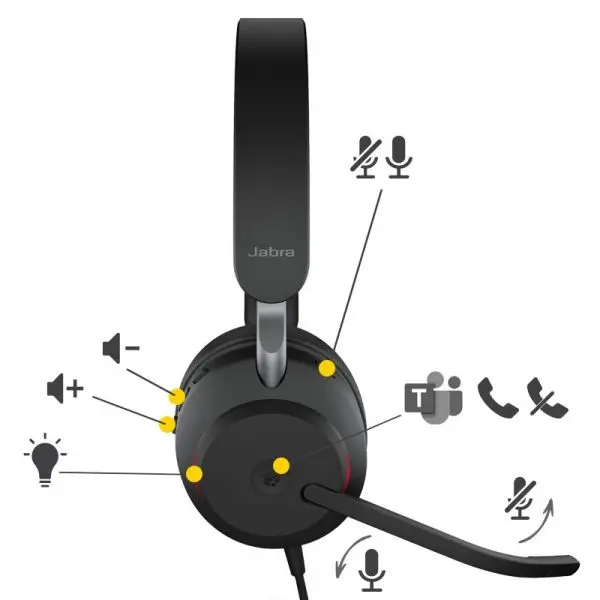 Jabra Evolve2 40 Stereo Headset (MS Teams, USB-C) - Black — photo 4