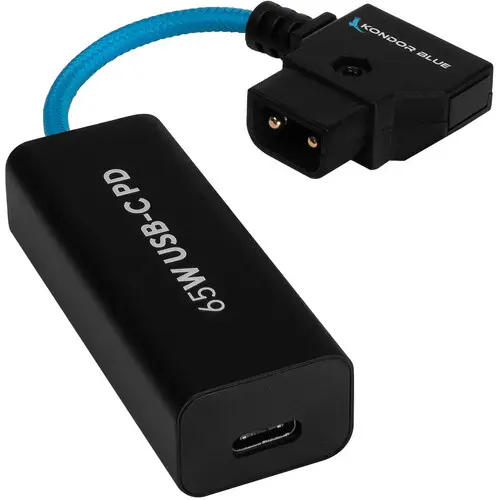 Kondor Blue D-Tap To Female USB-C PD 2-Way Battery Charging Power Cable (Kondor Blue 6") — photo 1